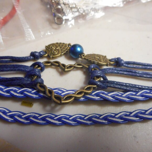 multi strand bracelet with multiple charms  ...blues - Picture 2 of 4